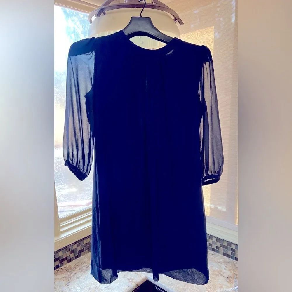 Eva Mendes Navy Shift Dress